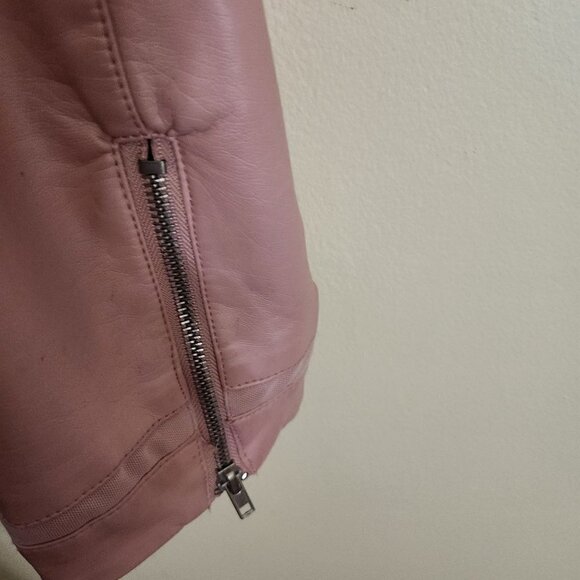 Kate & Mallory Pink Faux Leather Mandarin Collar Zip Jacket Size 1X - Picture 5 of 8